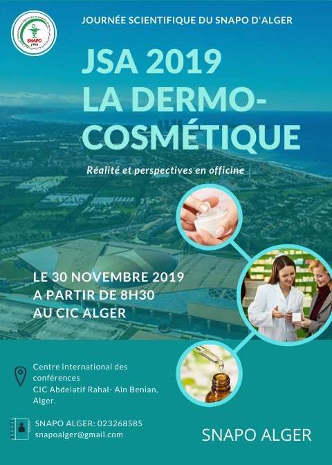 Journée scientifique dAlger 2019 La dermo-cosmétique- Le 30 novembre 2019- Ain Benian