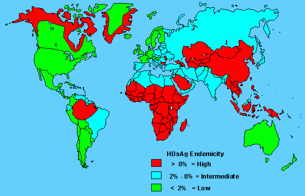 Cartographie des personnes atteintes de l'hépatite B dans le monde