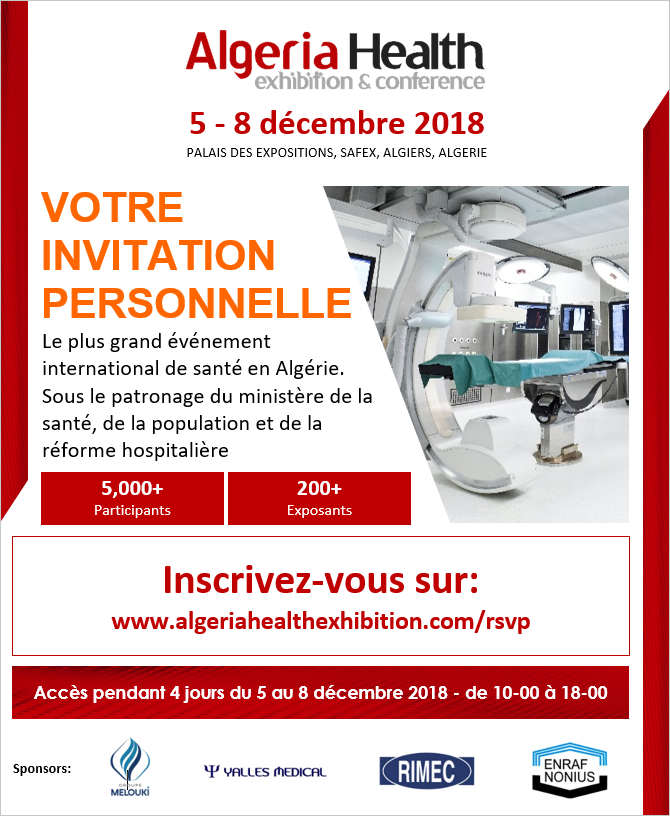 Algeria Health 2018 - 05 au 08 décembre 2018 à Alger